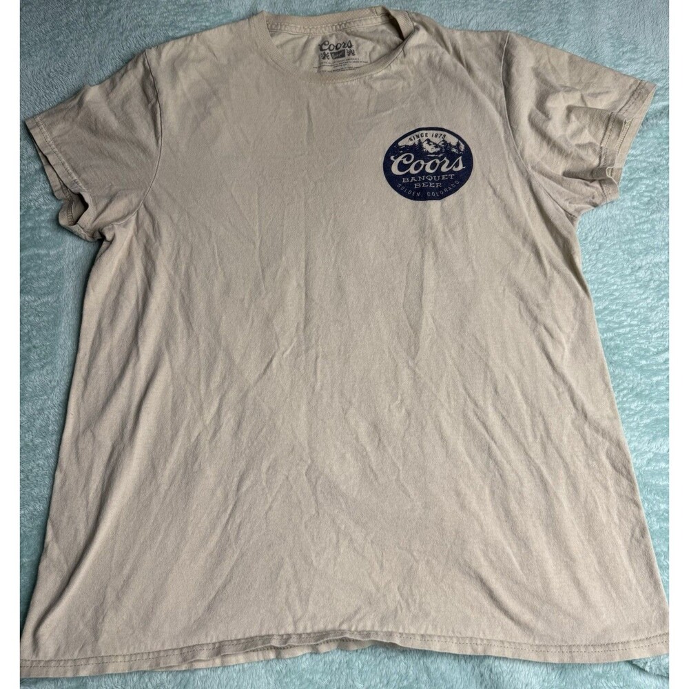 Coors Banquet TShirt Mens Medium Officially Licensed Tan Short Sleeve